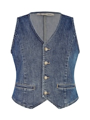Yumi Blue Denim Stretch Waistcoat - Image 5 of 5