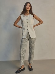 White/Ecru Smart Knitted Button Waistcoat Top - Image 2 of 7