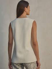 White/Ecru Smart Knitted Button Waistcoat Top - Image 3 of 7
