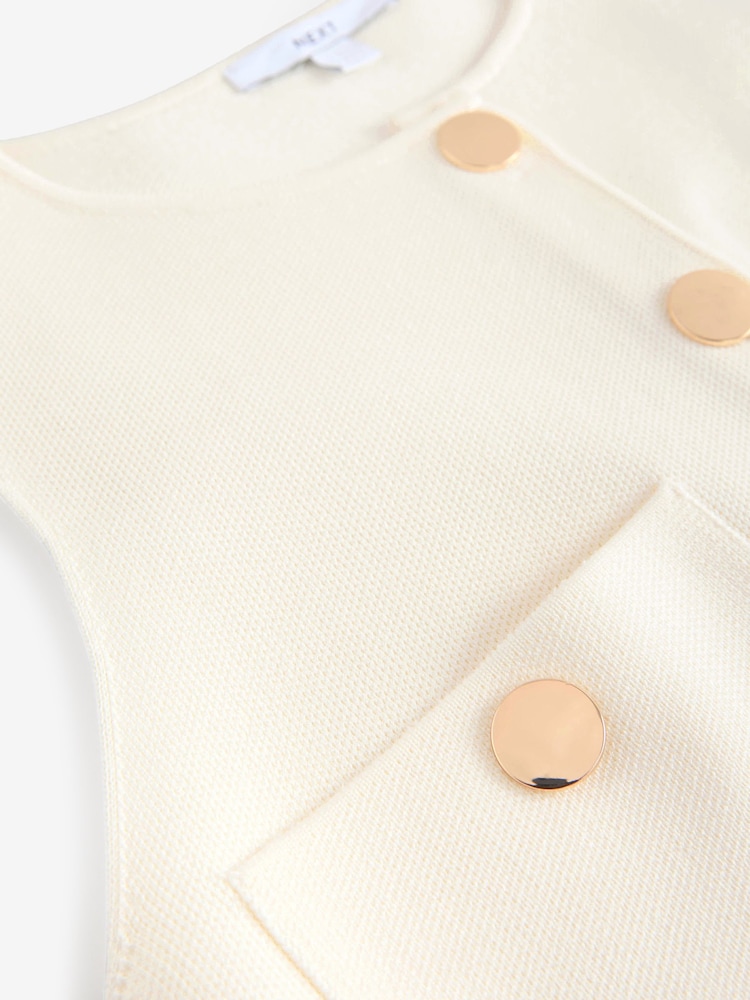 White/Ecru Smart Knitted Button Waistcoat Top - Image 7 of 7