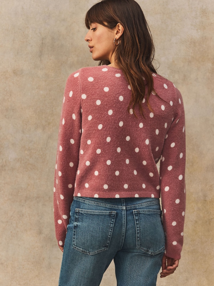 Brown Spot Pearl Button Cardigan - Image 3 of 8