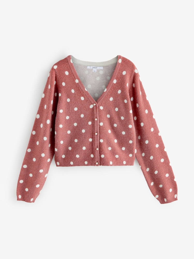 Brown Spot Pearl Button Cardigan - Image 6 of 8