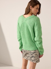 Green Bright Soft Touch Button Up Pocket Knitted Cardigan - Image 2 of 7