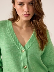 Green Bright Soft Touch Button Up Pocket Knitted Cardigan - Image 4 of 7