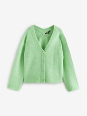 Green Bright Soft Touch Button Up Pocket Knitted Cardigan - Image 5 of 7