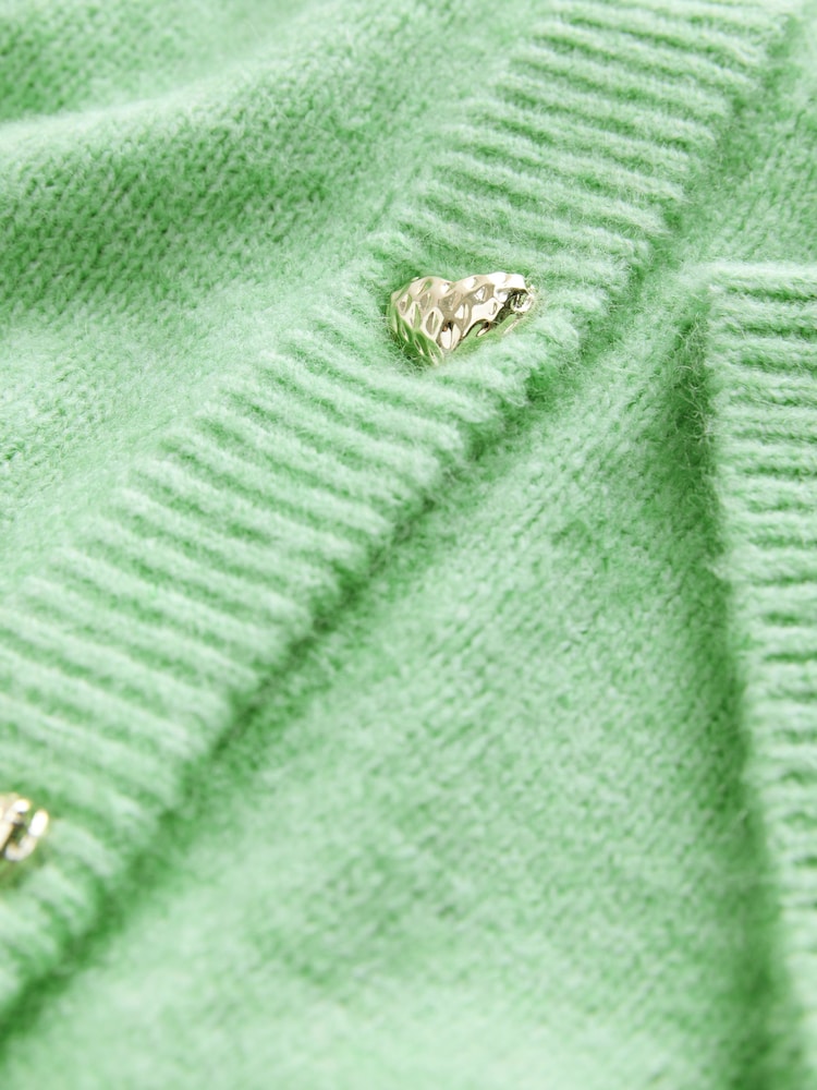 Green Bright Soft Touch Button Up Pocket Knitted Cardigan - Image 7 of 7