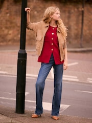 Red Smart Knitted Button Waistcoat Top - Image 2 of 7