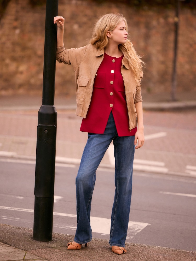 Red Smart Knitted Button Waistcoat Top - Image 2 of 7