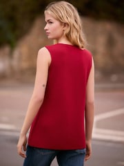 Red Smart Knitted Button Waistcoat Top - Image 3 of 7