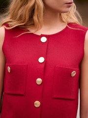 Red Smart Knitted Button Waistcoat Top - Image 4 of 7