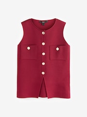 Red Smart Knitted Button Waistcoat Top - Image 5 of 7