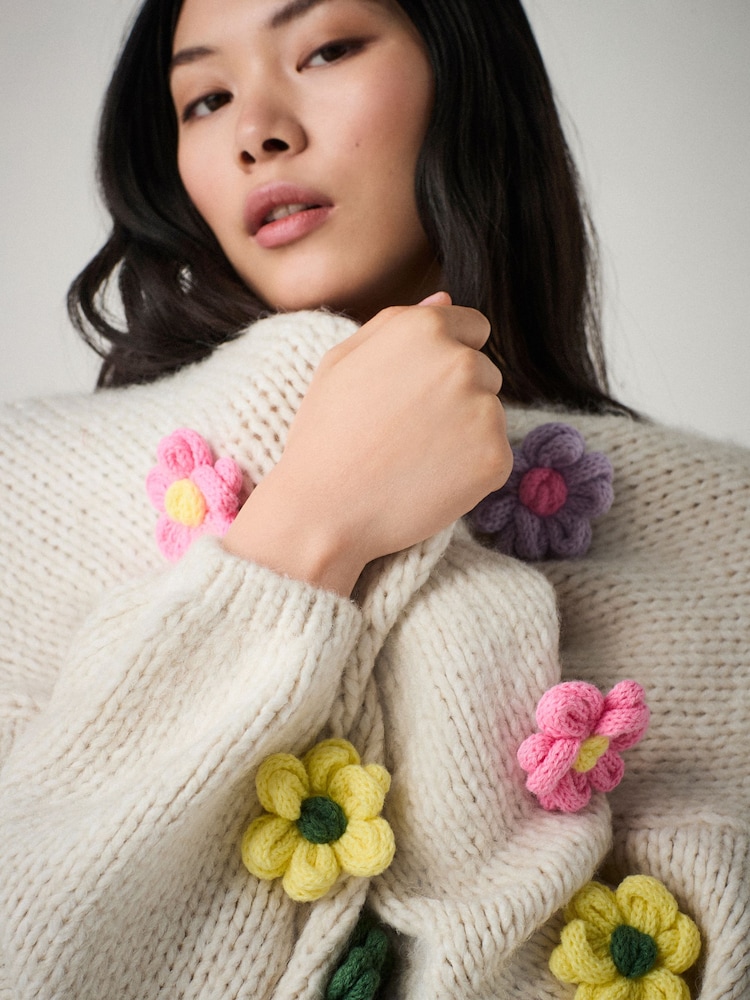 3D Floral Soft Touch Cardigan - Image 3 of 6