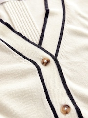 White Ecru Tipped Soft Touch Button Up Knitted Cardigan - Image 6 of 7