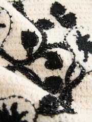 White/Black Floral Embroidered Knitted Vest Waistcoat - Image 6 of 7