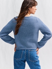 modra Chambray rožast vzorec vezenino - Jopica s perlicami - Slika 3 iz 7