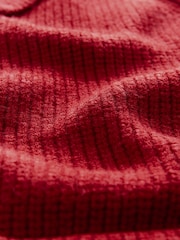 Red Collared Knitted Bomber Jacket - Image 5 of 5
