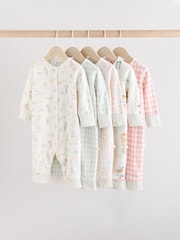 Pink 5 Pack Circus Print Baby Sleepsuit (0mths-3yrs) - Image 1 of 15