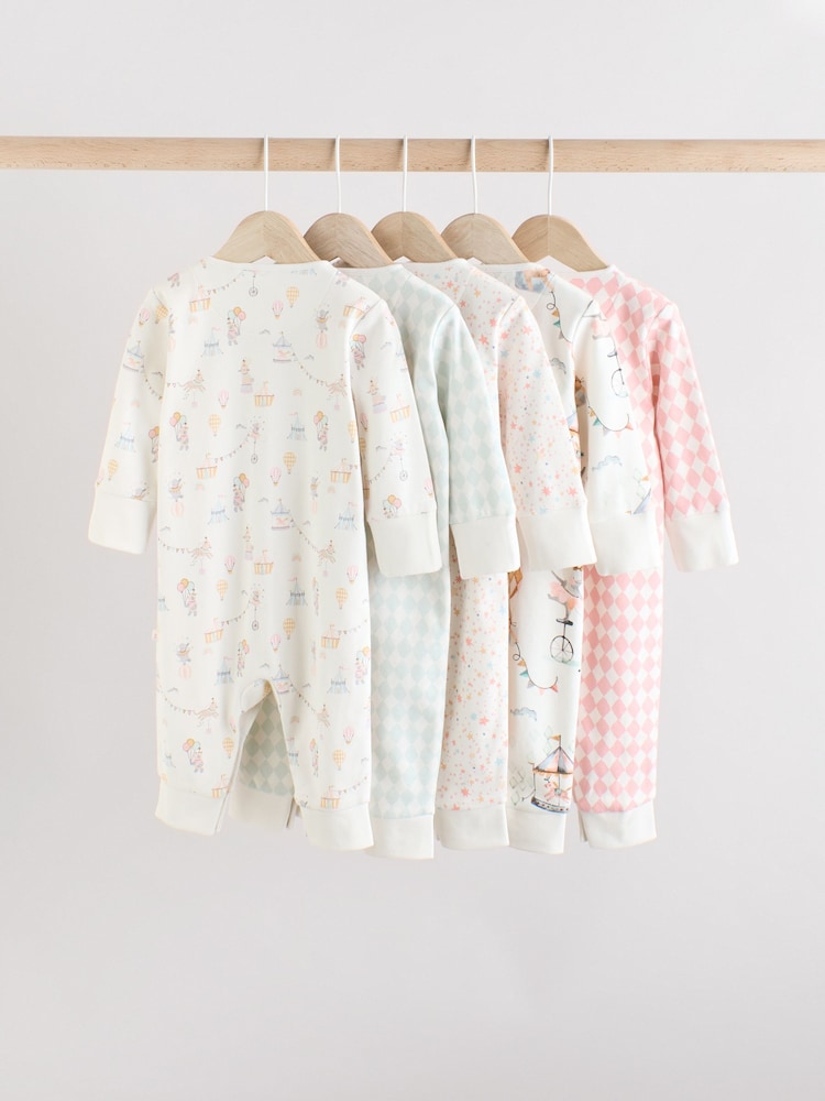 Pink 5 Pack Circus Print Baby Sleepsuit (0mths-3yrs) - Image 2 of 15
