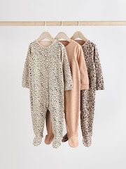 Braun - Baby-Schlafanzüge mit Tiermuster aus 100 % Baumwolle im 3er-Pack (0M.–2J.) - Bild 1 von 15