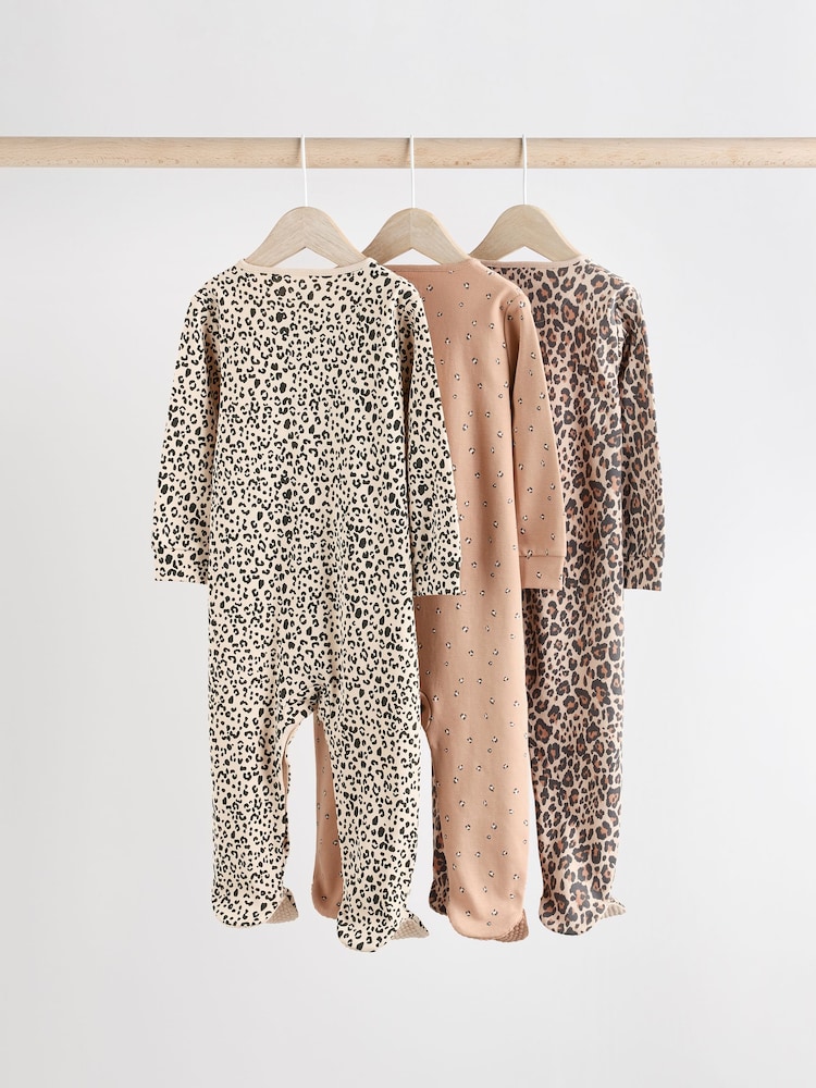Bruin - Verpakking van 3 babypyjama's met dierenprint van 100% katoen (0 mnd - 2 jr) - Image 6 of 15
