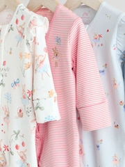 Pink Baby Fairy Bunny 100% Cotton Sleepsuits 3 Pack (0mths-3yrs) - Image 7 of 7