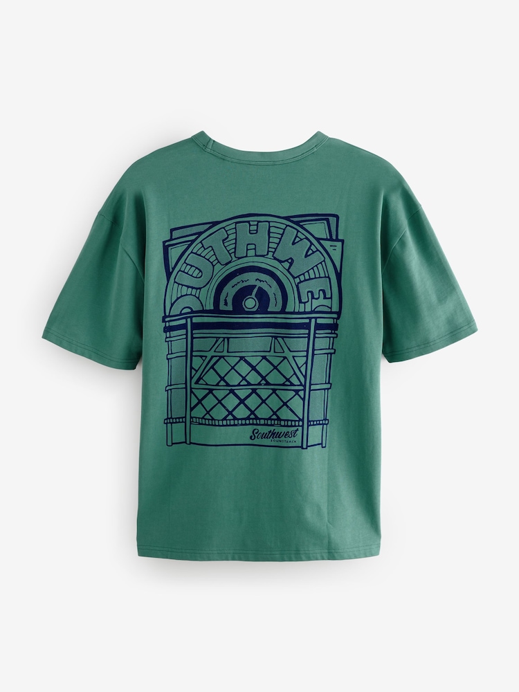 Black/White/Green 3-Pack Relaxed Fit Graphic Print Heavyweight 100% Cotton T-Shirt - Image 12 of 15