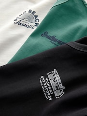 Black/White/Green 3-Pack Relaxed Fit Graphic Print Heavyweight 100% Cotton T-Shirt - Image 15 of 15