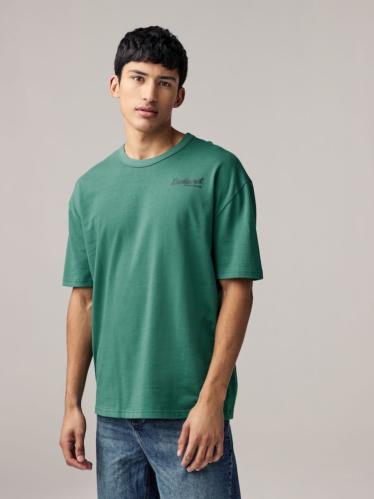 Black/White/Green 3-Pack Relaxed Fit Graphic Print Heavyweight 100% Cotton T-Shirt - Image 4 of 15