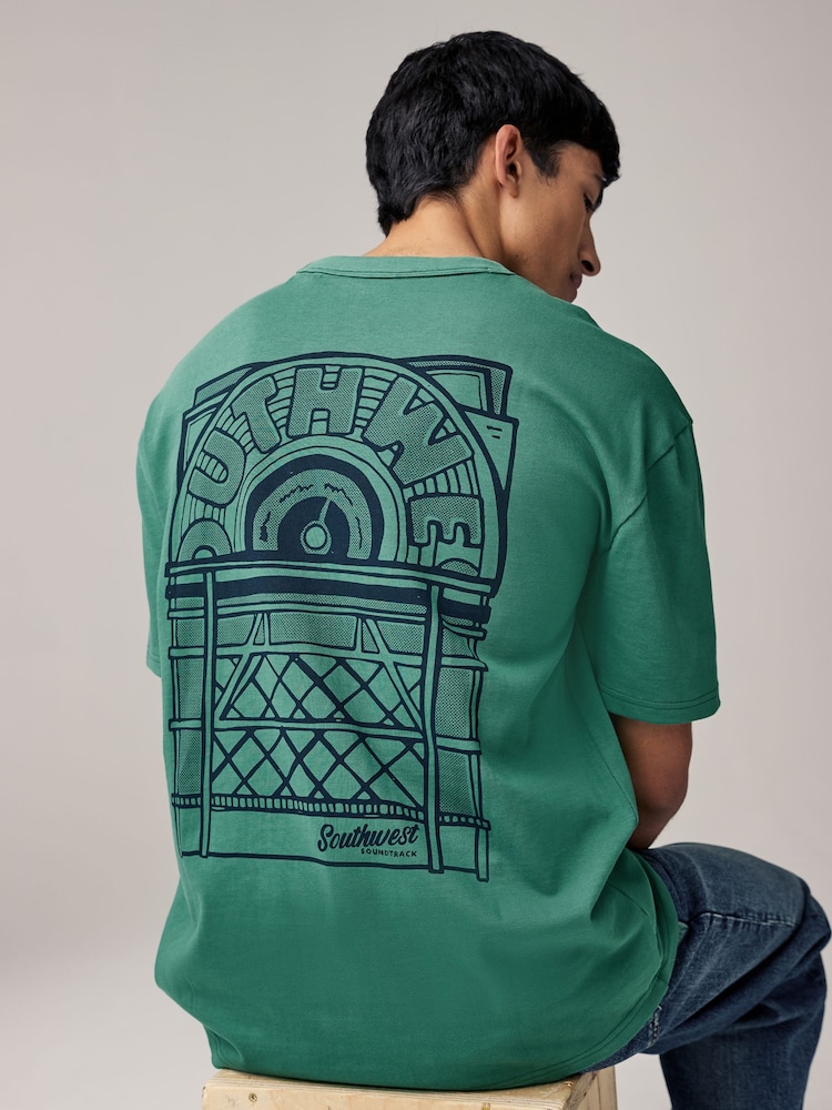 Black/White/Green 3-Pack Relaxed Fit Graphic Print Heavyweight 100% Cotton T-Shirt - Image 5 of 15