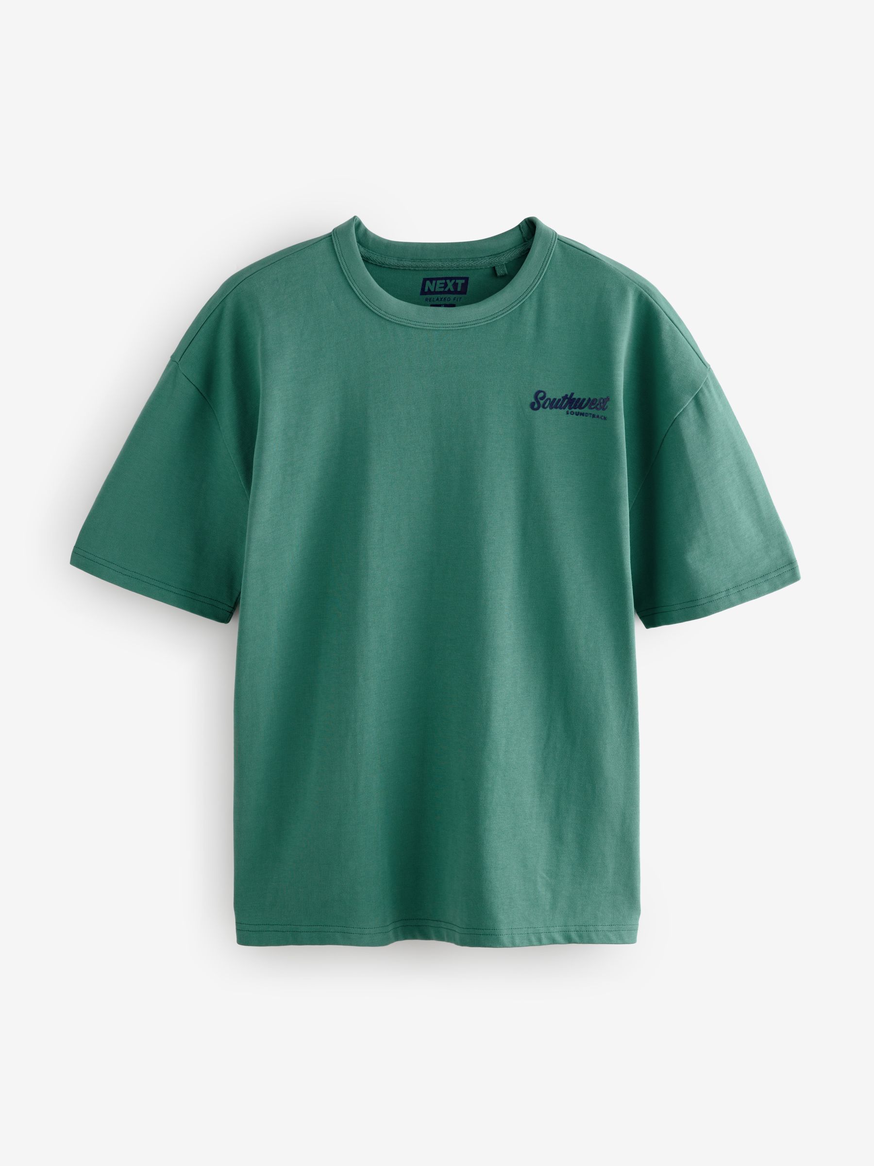 Przeglądaj Black/White/Green - Relaxed Fit Graphic Print Heavyweight 100%  Cotton T-Shirt from Next Poland