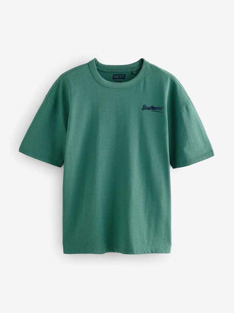 Black/White/Green 3-Pack Relaxed Fit Graphic Print Heavyweight 100% Cotton T-Shirt - Image 9 of 15