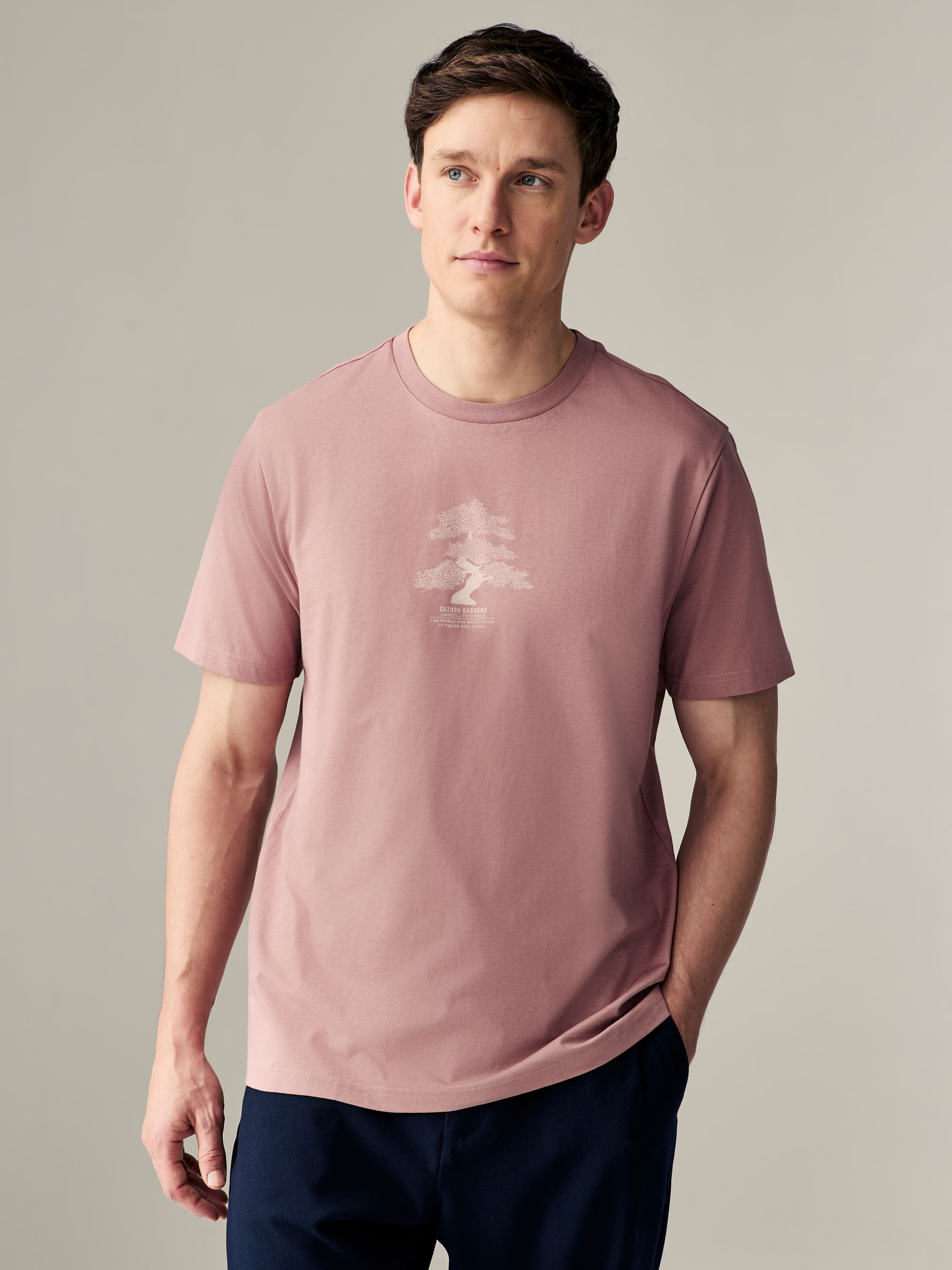 Buy Grey/Pink/Ecru Regular Fit Graphic Print T-Shirts 3 Pack from