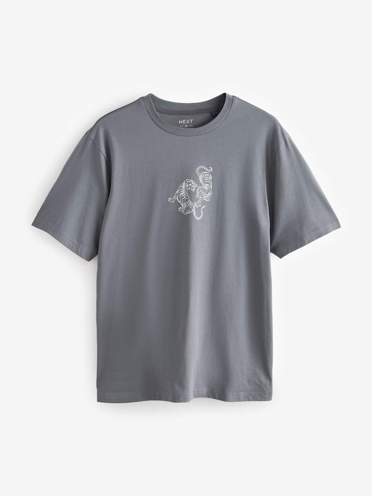 Grey/Pink/Ecru Graphic Print T-Shirt 3 Pack - Image 9 of 16