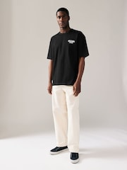 Black/White Relaxed Fit Print Heavyweight T-Shirt - Image 2 of 9