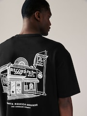 Black/White Relaxed Fit Print Heavyweight T-Shirt - Image 5 of 9