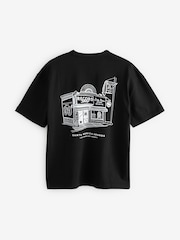 Black/White Relaxed Fit Print Heavyweight T-Shirt - Image 6 of 9