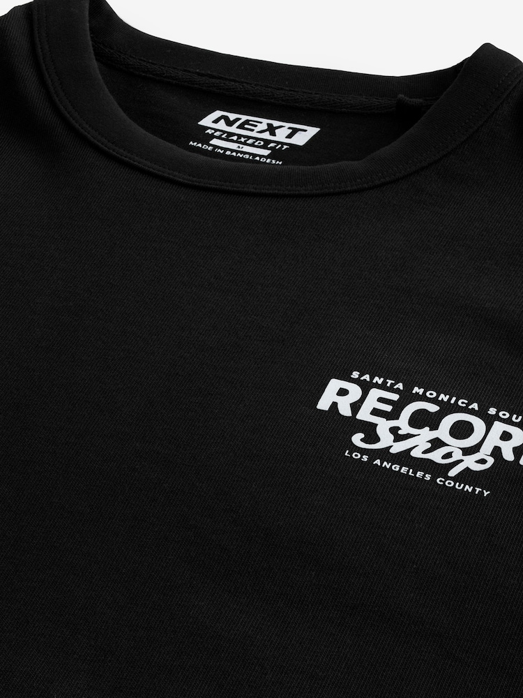 Black/White Relaxed Fit Print Heavyweight T-Shirt - Image 9 of 9