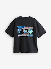 Черный с неоновым принтом - Прямоугольный - Graphic Print Heavy Weight T-Shirt - Изображение 4 из 7