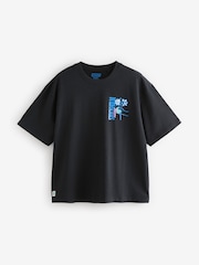 Черный с неоновым принтом - Прямоугольный - Graphic Print Heavy Weight T-Shirt - Изображение 5 из 7