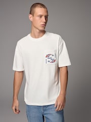 Кишеня кольору екрю - Вільний крій - Graphic Print Heavy Weight T-Shirt - Image 1 of 7