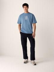 Blue Relaxed Fit 100% Cotton Heavyweight Japan Graphic T-Shirt - Image 2 of 9
