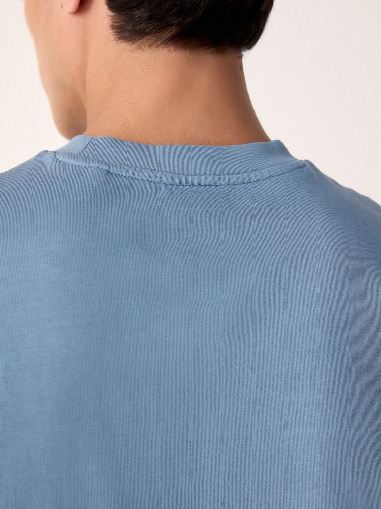 Blue Relaxed Fit 100% Cotton Heavyweight Japan Graphic T-Shirt - Image 4 of 9