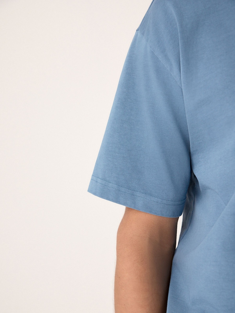Blue Relaxed Fit 100% Cotton Heavyweight Japan Graphic T-Shirt - Image 5 of 9