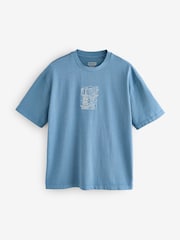 Blue Relaxed Fit 100% Cotton Heavyweight Japan Graphic T-Shirt - Image 6 of 9