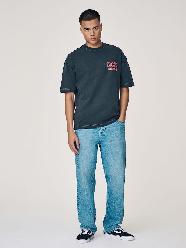 Dark Grey Relaxed Fit Graphic Print Heavy Weight T-Shirt - Image 2 of 8