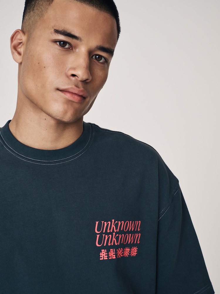 Dark Grey Relaxed Fit Graphic Print Heavy Weight T-Shirt - Image 4 of 8