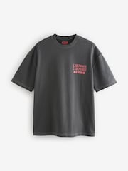Dark Grey Relaxed Fit Graphic Print Heavy Weight T-Shirt - Image 5 of 8
