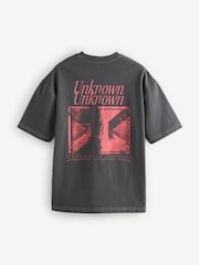 Dark Grey Relaxed Fit Graphic Print Heavy Weight T-Shirt - Image 6 of 8
