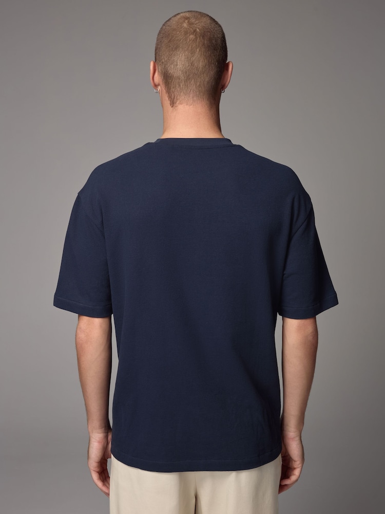 Navy Relaxed Fit Graphic Print Heavy Weight T-Shirt - Image 3 of 8
