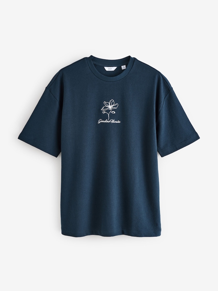 Navy Relaxed Fit Graphic Print Heavy Weight T-Shirt - Image 6 of 8